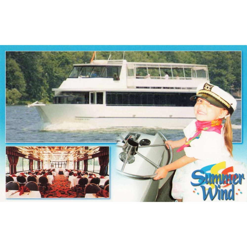 Summer Wind Cruise Boat Chautauqua Lake NY Multi View Postcard Dining Interior